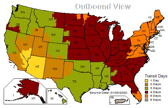 Arizona Shipping Map